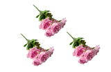 Artificial Rose Bunch ??31cm (Set of 3 Stems, 4 Flowers Each) - Pink