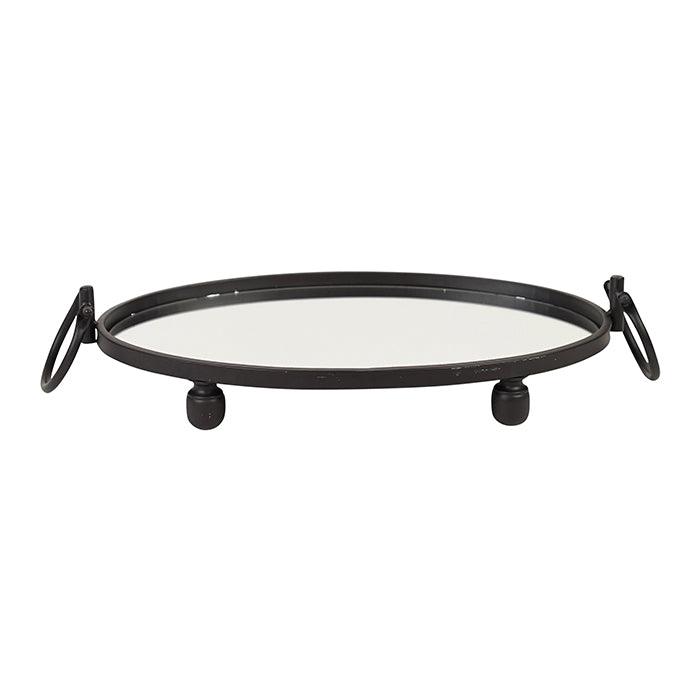 Eliza Mirror Tray with Handles - Oval - Black