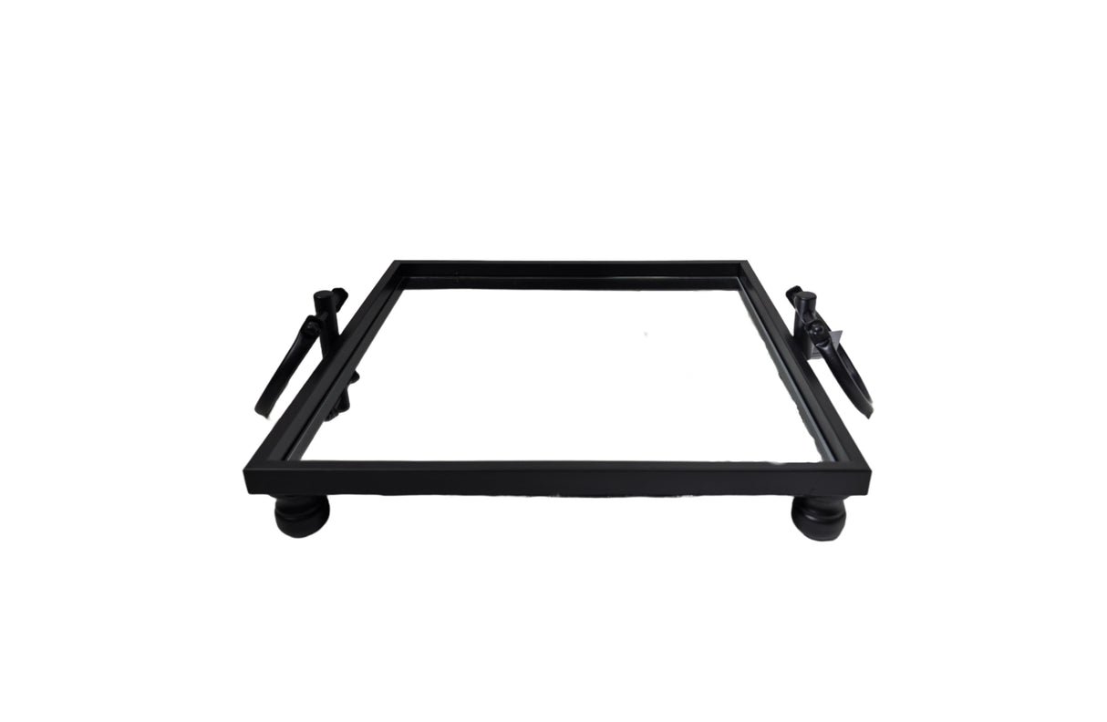Eliza Mirror Tray with Handles - Square - Black