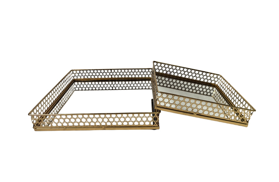 Nina Tray - Rectangle - Set of 2 - Gold