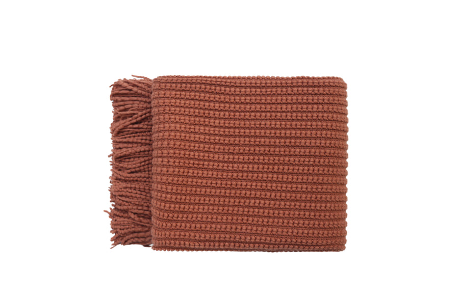 Levi orange throw rug blanket, soft fabric, 130cm x 170cm