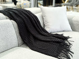 Tessa Throw Rug Blanket - Black - Front View
