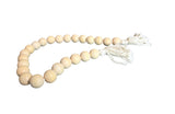 Small Beads & Large Length Wooden Garland With Tassel - White
