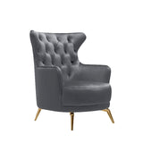 Grand Tufted Lounge - Dark Grey Velvet - Gold Legs - Side View