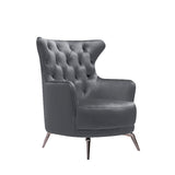 Grand Tufted Lounge - Dark Grey Velvet - Silver Legs - Side View