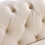 Madeline Range - Beige Velvet - Gold Trims - Front View