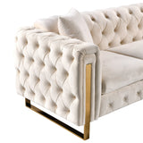 Madeline Range - Beige Velvet - Gold Trims - Side View