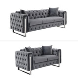 Madeline Range - Dark Grey Velvet 3+2+1 - Silver Trims - Front View