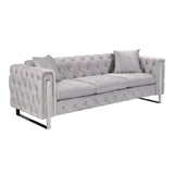 Madeline Range - Light Grey Velvet - Silver Trims - Front View