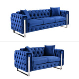 Madeline Range - Blue Velvet - Silver Trims - Front View