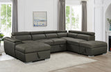 Plush Sleeper Modular Chaise Lounge - Charcoal - Front View