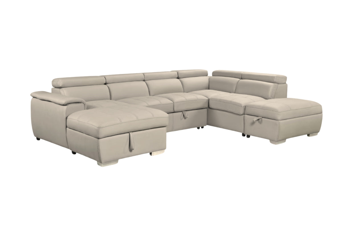 Plush Sleeper Modular Chaise Lounge - Mushroom