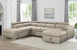 Plush Sleeper Modular Chaise Lounge - Mushroom - Front View