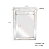 Silver Beaded Framed Mirror - Rectangle 80cm x 110cm - Side View