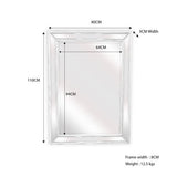 White Beaded Framed Mirror - Rectangle 80cm x 110cm - Front View