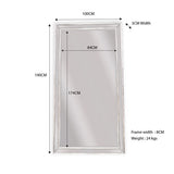 White Beaded Framed Mirror - X Large 190cm x 100cm - Front View