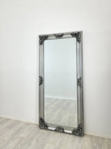 Deluxe French Provincial Ornate Mirror - Antique Silver - 90cm x 170cm - Front View