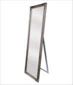 French Provincial free standing ornate floor mirror, antique silver frame