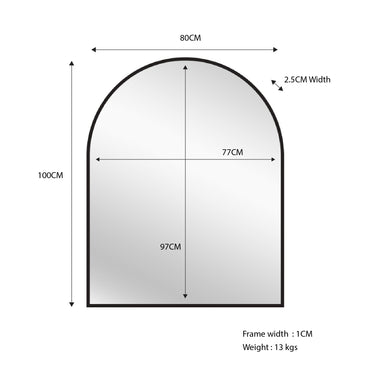 Black Metal Arch Mirror - Small 80cm x 100cm, image 2