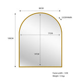 Gold Metal Arch Mirror  - Small 80cm x 100cm - Front View