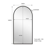 Black Metal Arch Mirror - X Large 100cm x 200cm - Front View