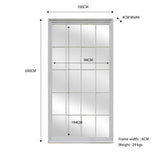 Window Style Mirror - White Rectangle 100cm x 200cm - Front View