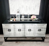 Athens Mirrored Buffet Table -Black - Front View