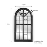 Window Style Mirror - Black Arch 70 CM x 130 CM - Front View