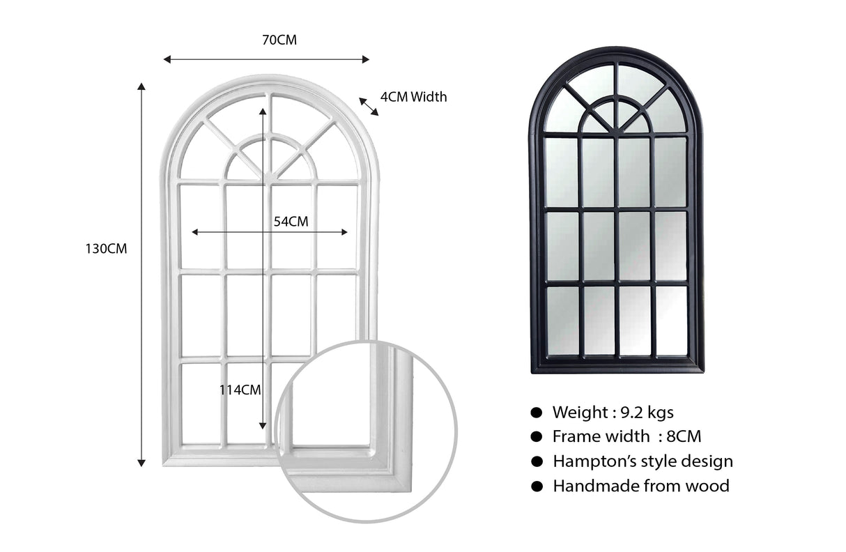 Window Style Mirror - White Arch 70 CM x 130 CM