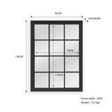 Window Style Mirror - Black Rectangle 95cm x 130cm - Front View