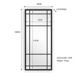 Window Style Mirror Full Length - Black 80 CM x 180 CM - Front View