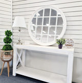 Window Style Mirror - White Circle 100cm - Side View