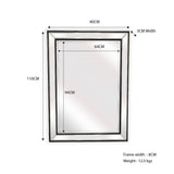 Black Beaded Framed Mirror - Rectangle 80cm x 110cm - Front View