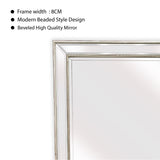 Silver Beaded Framed Mirror - Free Standing 50cm x 170cm - Side View