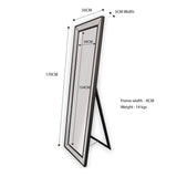 Black Beaded Framed Mirror - Free Standing 50cm x 170cm - Front View