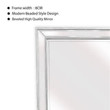 White Beaded Framed Mirror - Free Standing 50cm x 170cm - Top-Down View