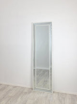 White Beaded Framed Mirror - Free Standing 50cm x 170cm - Side View