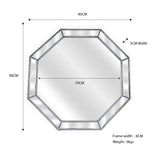 Silver Beaded Framed Mirror - Octagon - 90cm x 90cm - Front View