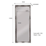French Provincial Ornate Mirror - Antique Silver - Medium 70cm x 170cm - Front View