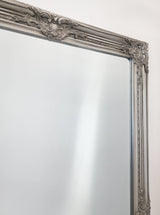 French Provincial Ornate Mirror - Antique Silver - Small 80cm x 110cm - 45-Degree Angle