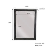 French Provincial Ornate Mirror - Black - Small  80cm x 110cm - Front View