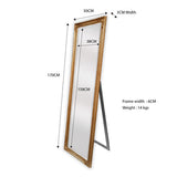 French Provincial Ornate Mirror - Gold - Free Standing 50cm x 170cm - Front View
