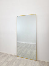Gold Metal Rectangle Mirror - Medium 80cm x 170cm - Side View