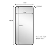 Black Metal Rectangle Mirror - Medium 80cm x 170cm - Front View
