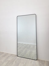 Black Metal Rectangle Mirror - Medium 80cm x 170cm - Side View