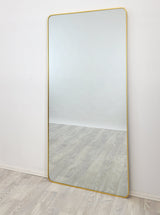 Gold Metal Rectangle Mirror - X-Large 100cm x 200cm - Side View