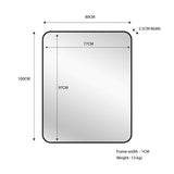 Black Metal Rectangle Mirror - Small 80cm x 100cm - Front View