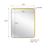 Gold Metal Rectangle Mirror - Small 80cm x 100cm - Front View