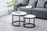 Nesting Style Coffee Table - White on Black - 60cm/45cm - Front View