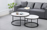 Nesting Style Coffee Table - White on Black - 80cm/60cm - Front View